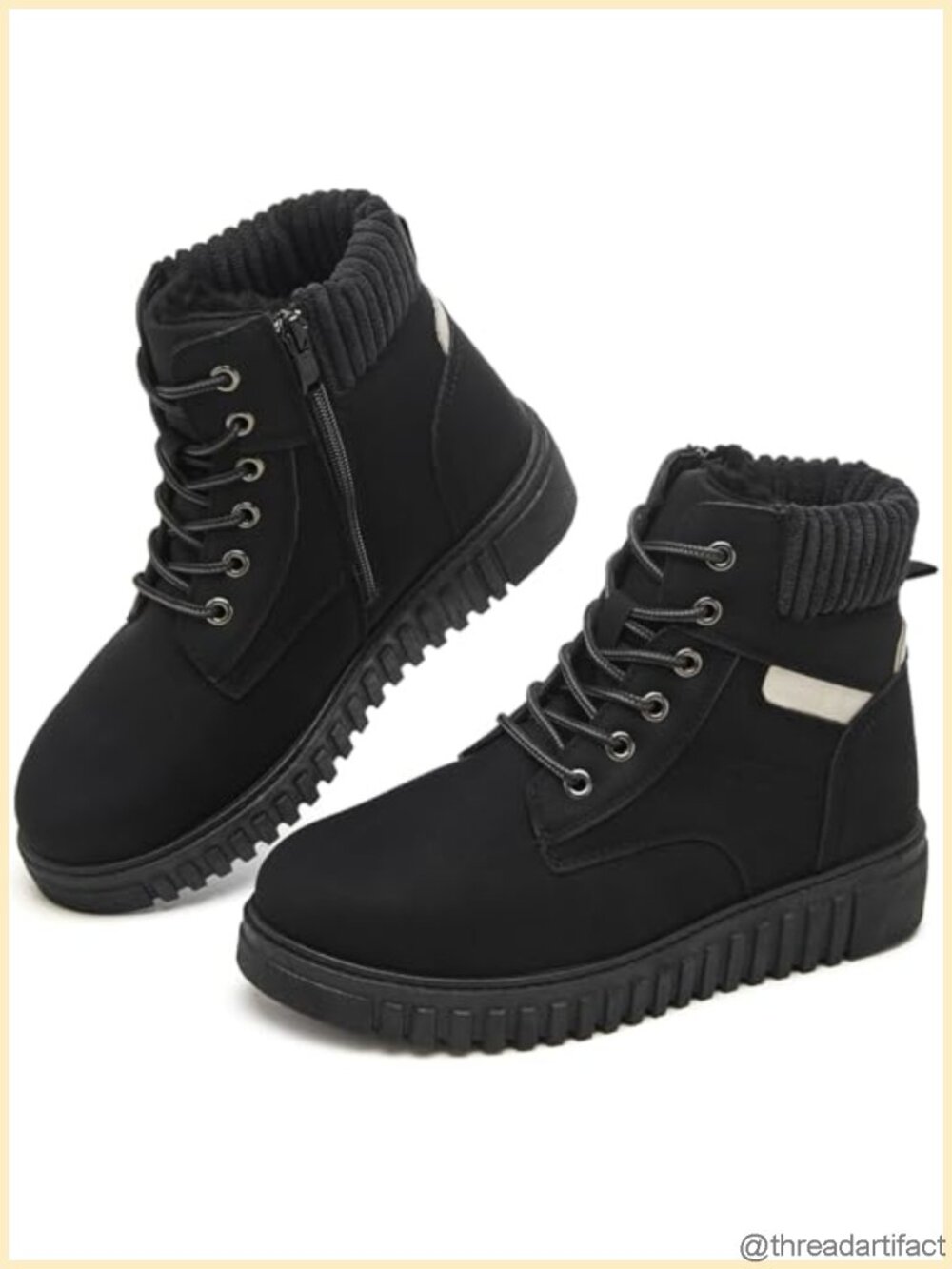 Waterproof Faux Leather Ankle Boots Combat Hiking Winter Outdoor Work
